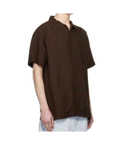 Apc A.p.c. Mens Brown Roy Linen-blend Shirt In Caa Brown