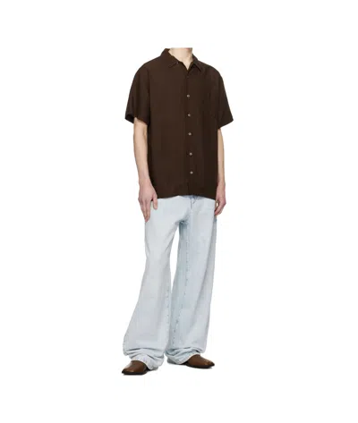 Apc A.p.c. Mens Brown Roy Linen-blend Shirt In Caa Brown