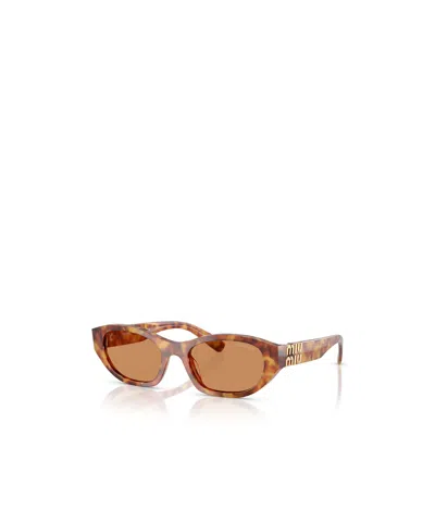 Miu Miu Womens Brown Mu A03s Oval-frame Acetate Sunglasses In Nude