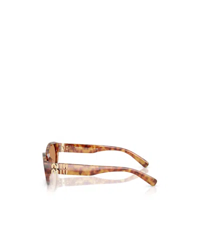 Miu Miu Womens Brown Mu A03s Oval-frame Acetate Sunglasses In Nude
