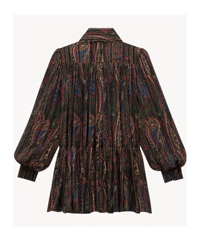 Saint Laurent Bow Detail Semi-sheer Dress In Silver