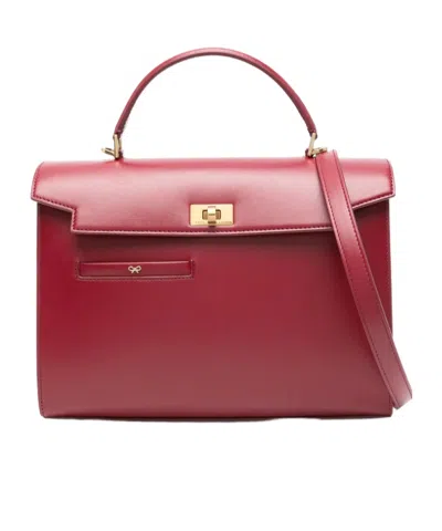 Anya Hindmarch Mortimer Shiny Leather Top-handle Bag In Bordeaux Red