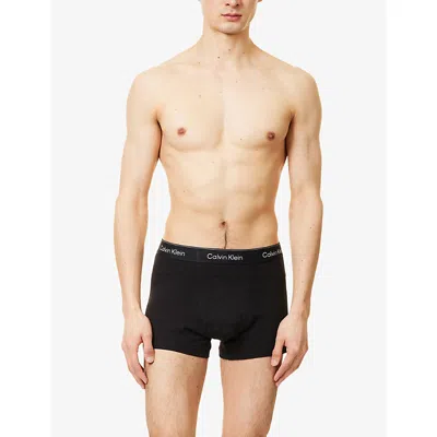 Calvin Klein Mens  Icon Pack-of-five Regular-fit Stretch-cotton Trunks In Black W/ Black Wbs