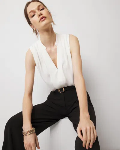 White House Black Market Pleated Shell In White