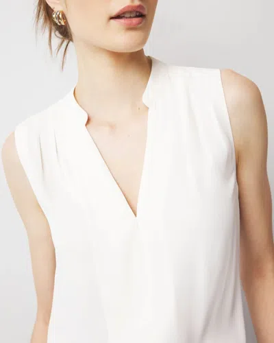 White House Black Market Pleated Shell In White