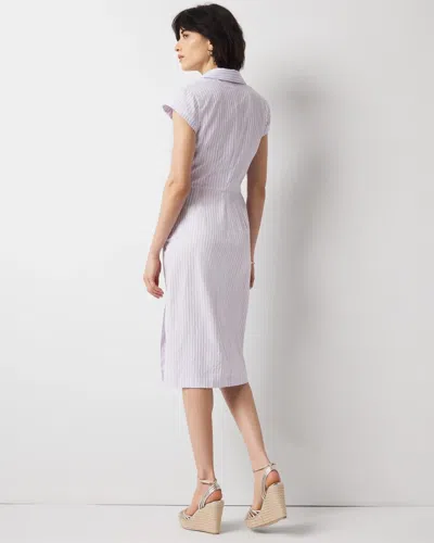 White House Black Market Short Sleeve Button Detail Dress In Purple