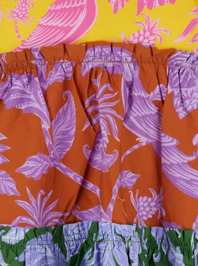 Farm Rio Multicolor Dress With All-over Floral Motif And Ruffled Skirt In Cotton Woman In Multicolor