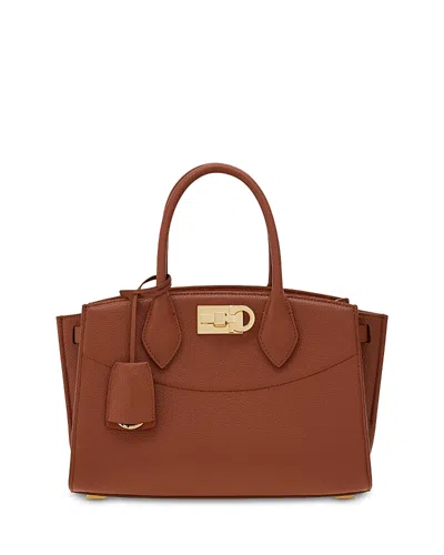 Ferragamo Mittelgrosse Soft Studio Tasche In New Cognac
