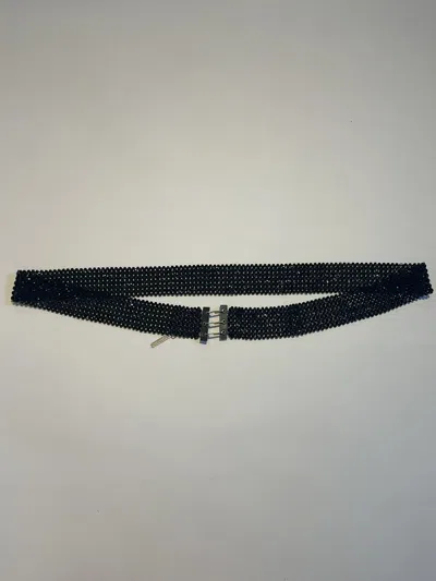 Pre-owned Dior X Hedi Slimane Dior Homme Ss04 Crystal Strip Belt In Black