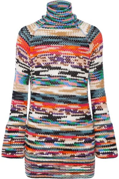 Missoni Crochet-knit Wool-blend Turtleneck Mini Dress