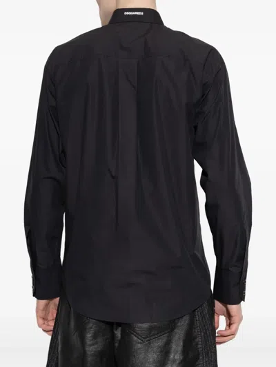 Dsquared2 Man Shirt Black Size 44 Cotton In 黑色