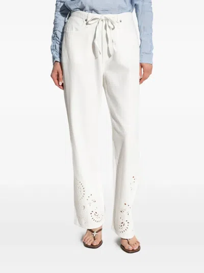 Rag & Bone Embroidery Drawstring Trousers In 白色