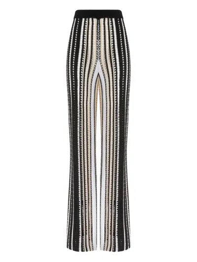 Missoni Straight Trousers In Striped Crochet In Multicoloured