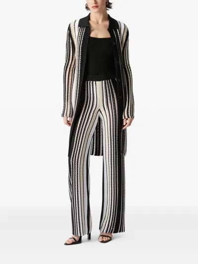 Missoni Straight Trousers In Striped Crochet In Multicoloured