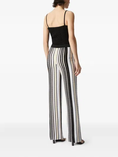 Missoni Straight Trousers In Striped Crochet In Multicoloured