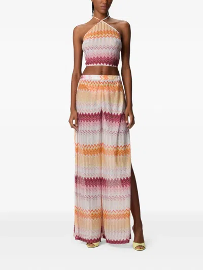Missoni Zigzag-pattern Trousers In 粉色