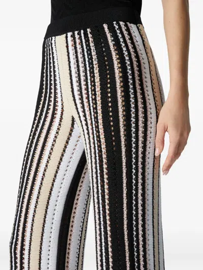 Missoni Straight Trousers In Striped Crochet In Multicoloured