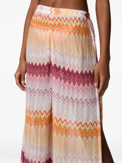 Missoni Zigzag-pattern Trousers In 粉色