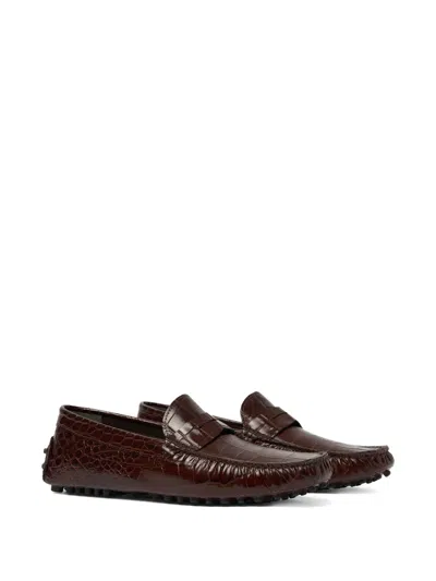 Scarosso Michael Almond Toe Loafers In Brown