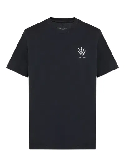 Rag & Bone Dagger Embroidered T-shirt In Black