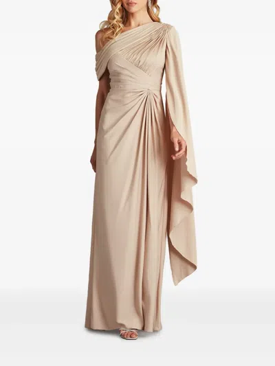 Tadashi Shoji Bvu22813l High Slit Long Formal Prom Dress In Neutrals