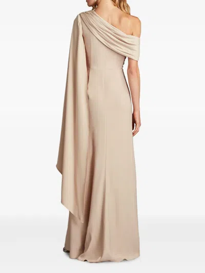 Tadashi Shoji Bvu22813l High Slit Long Formal Prom Dress In Neutrals