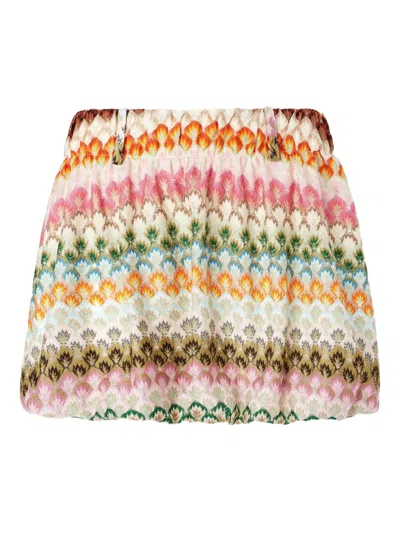 Missoni Mini Balloon Skirt With Abstract Floral Pattern In Neutrals