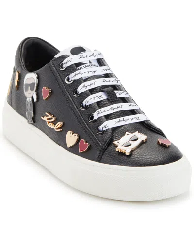 Karl Lagerfeld Women's Cammy Embellished Logo Low Top Platform Sneakers In Black