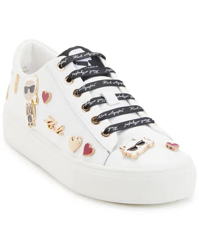 Karl Lagerfeld Women's Cate Pins Lace Up Sneaker In White