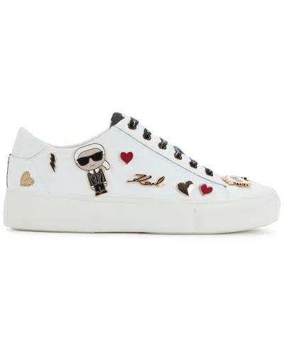 Karl Lagerfeld Women's Cate Pins Lace Up Sneaker In White
