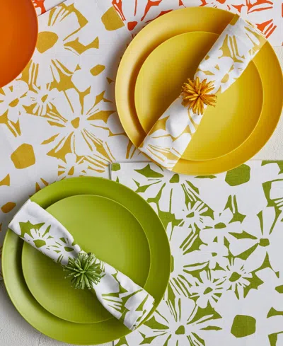 Tableau Blooms Set Of 4 Napkins, 8.25" X 8.25" In Green