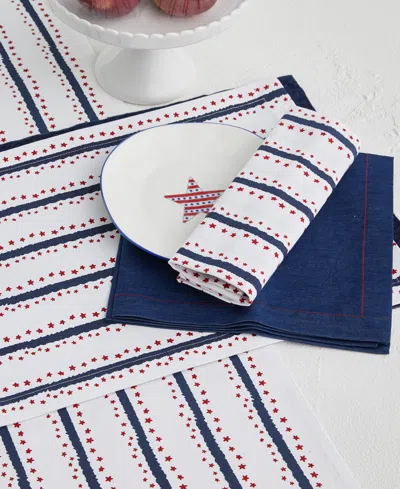 Tableau Mini Stars Set Of 4 Placemats, 8.25" X 8.25" In Red,white,blue
