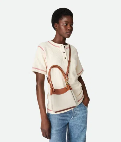 Bottega Veneta Parachute Small Canvas Shoulder Bag In Natural Light Wood