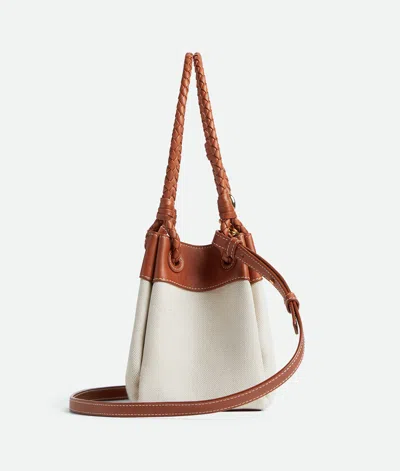 Bottega Veneta Parachute Small Canvas Shoulder Bag In Natural Light Wood