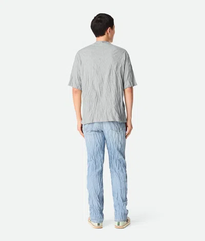 Bottega Veneta Men Grey Crewneck T-shirt With Maxi Print On The Front And Wrinkled Ffect In Cotton M In Light Blue