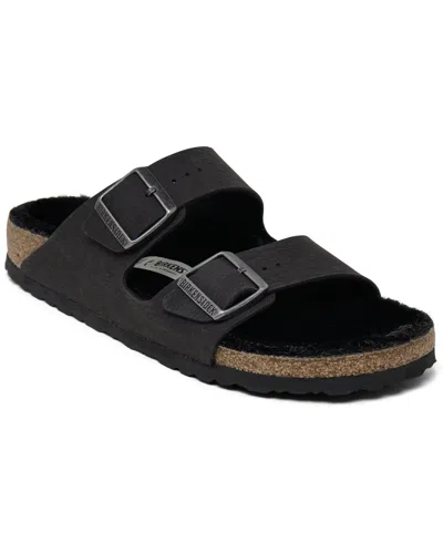 Birkenstock Women's Arizona Shearling Synthetic Sandals From Finish Line In Black