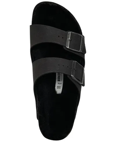 Birkenstock Women's Arizona Shearling Synthetic Sandals From Finish Line In Black