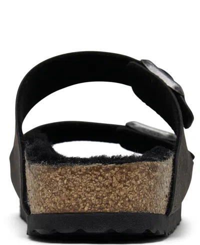 Birkenstock Women's Arizona Shearling Synthetic Sandals From Finish Line In Black