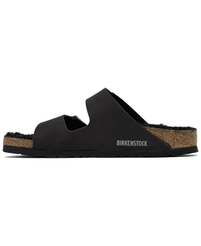 Birkenstock Women's Arizona Shearling Synthetic Sandals From Finish Line In Black