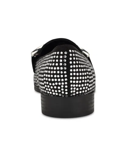 Nine West Womens Jeweled Textured Loafers In Black Studded