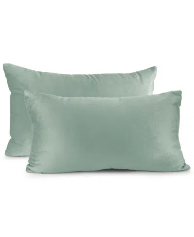 Nestl Elegant 2-pack Velvet Decorative Throw Pillows With Removeable Covers, 12" X 20" In Sage Green