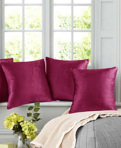 Nestl Elegant Velvet Removeable Cover 2-pack Decorative Pillows, 26" X 26" In Magenta
