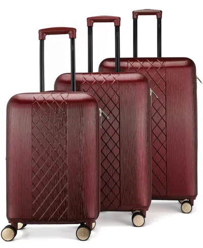 Badgley Mischka Diamond 3-piece Expandable Spinner Luggage Set In Burgundy
