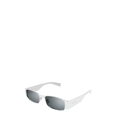 Saint Laurent Sl 738 Linea Sl Logo 001 Silver Silver Sunglasses In Gray