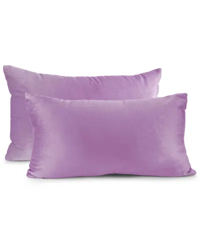 Nestl Elegant Velvet Removeable Cover 2-pack Decorative Pillows, 12" X 20" In Lavender