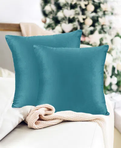 Nestl Elegant Velvet Removeable Cover 2-pack Decorative Pillows, 26" X 26" In Teal Blue