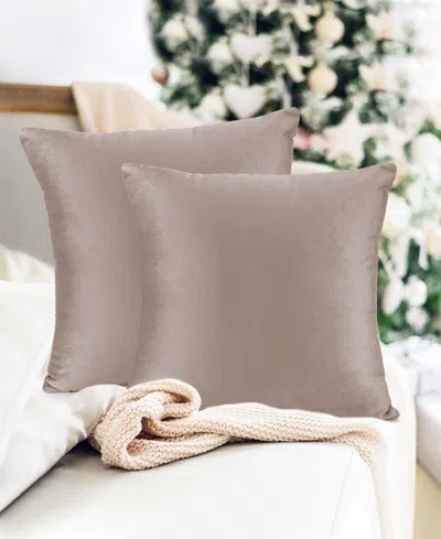 Nestl Elegant 2-pack Velvet Decorative Throw Pillows With Removeable Covers, 18" X 18" In Taupe