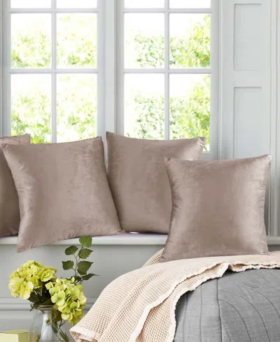 Nestl Elegant 2-pack Velvet Decorative Throw Pillows With Removeable Covers, 18" X 18" In Taupe