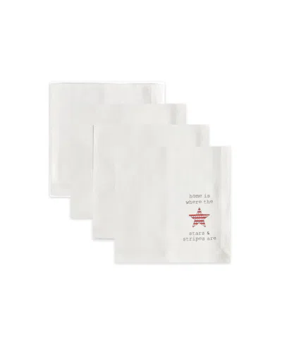 Tableau Cuties Americana Set Of 4 Napkins, 8.25" X 8.25" In Red,white,blue