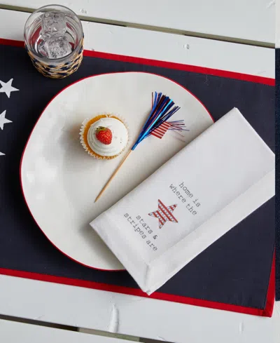 Tableau Cuties Americana Set Of 4 Napkins, 8.25" X 8.25" In Red,white,blue